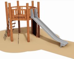 Robinia Klatrestativ 6 m/gulv og sklie