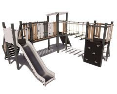 Lekestativ Creola med 3 tårn og rustfritt stål sklie