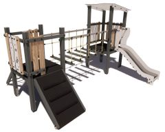 Lekestativ Beatriz med to tårn, sklie og taubro